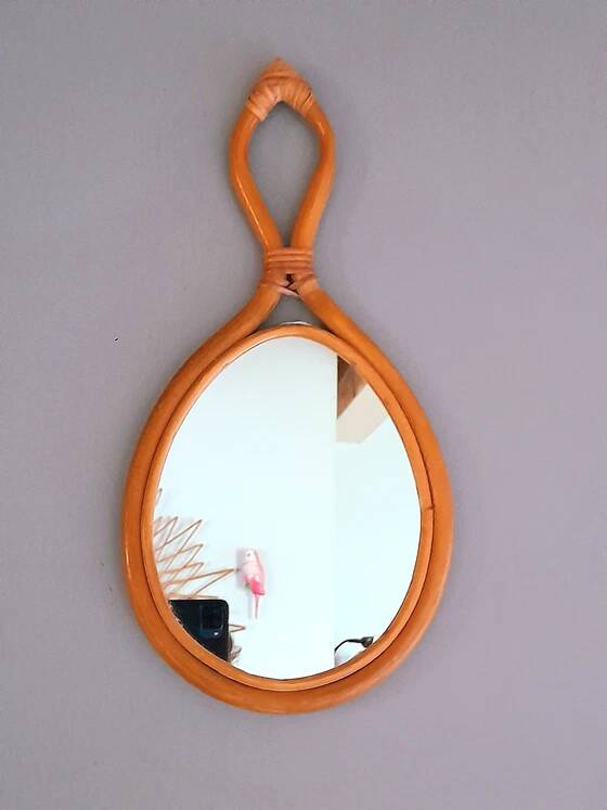 1960s rattan drop mirror