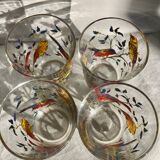 Set of 4 bird-patterned water glasses