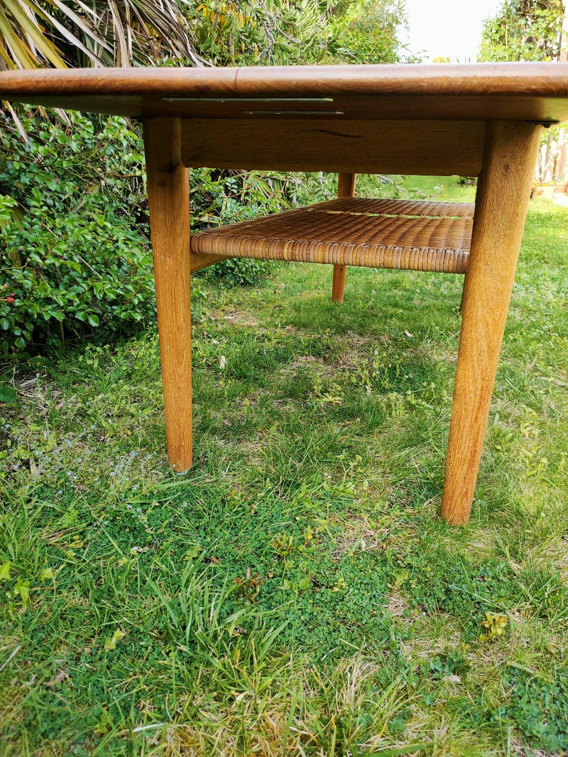 Hans Wegner coffee table (oak and cane)