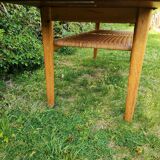 Table basse Hans Wegner (chêne et cannage)