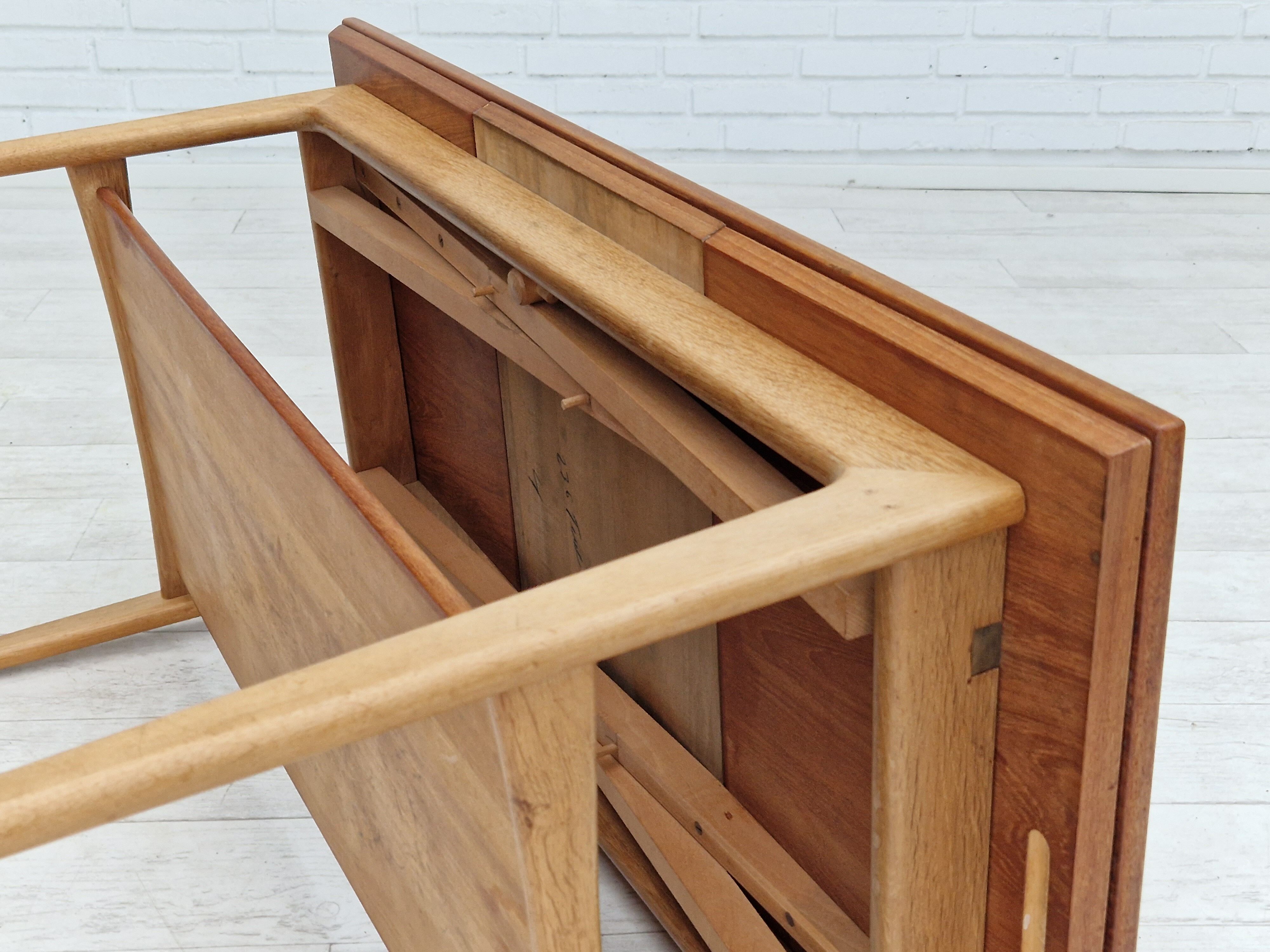 1970s, Danish design, folding sofa table, teak and oak wood