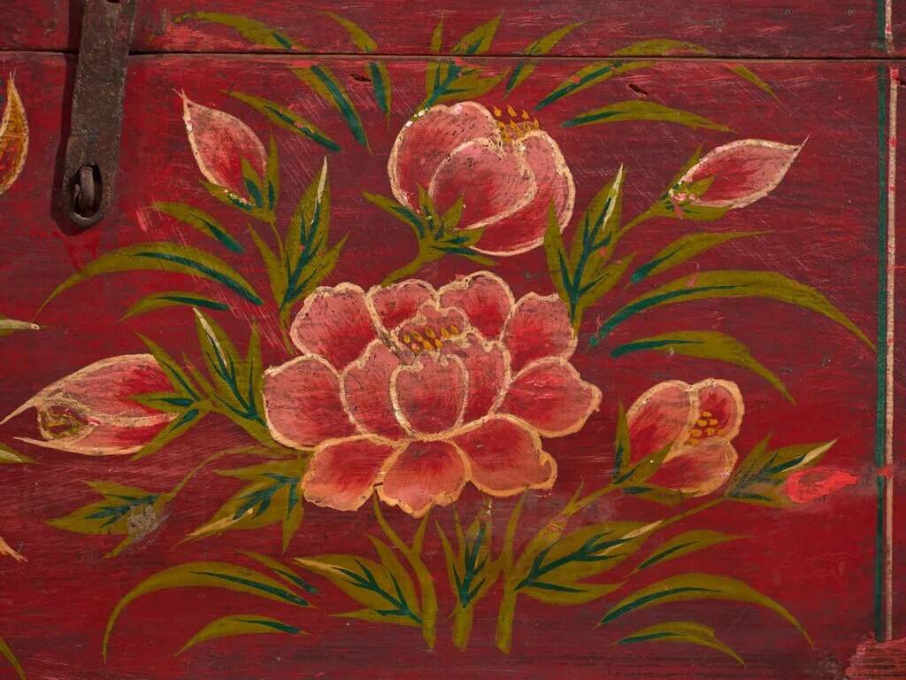 Antique box with hand-painted floral patterns (c.1900) #27