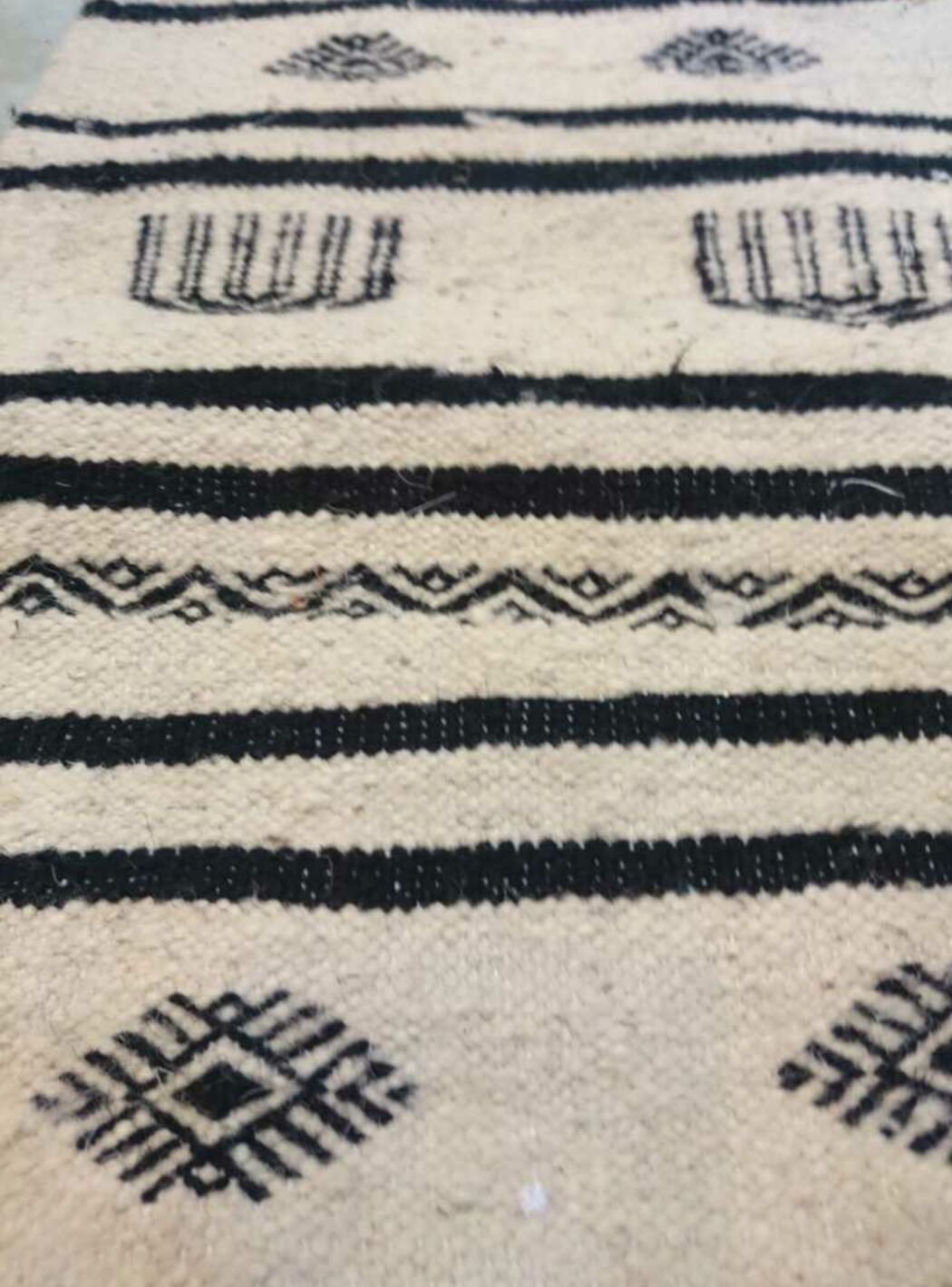 Black and white corridor Kilim, 195x65 cm