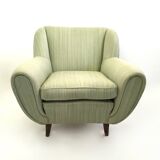 Pair of Light Green Armchairs with Wooden Structure, Italy