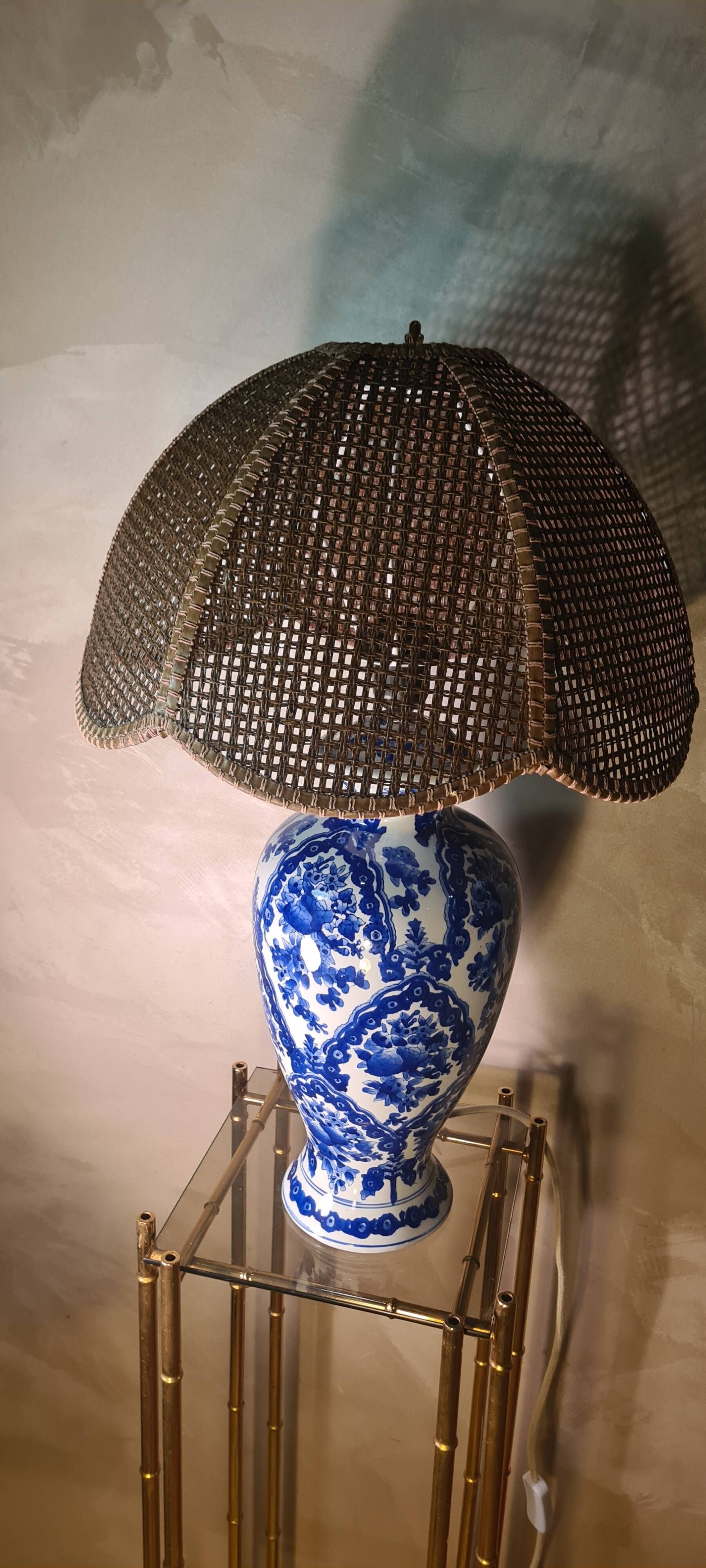 Large blue porcelain lamp 66x41 lampshade asia, japan, china elec new