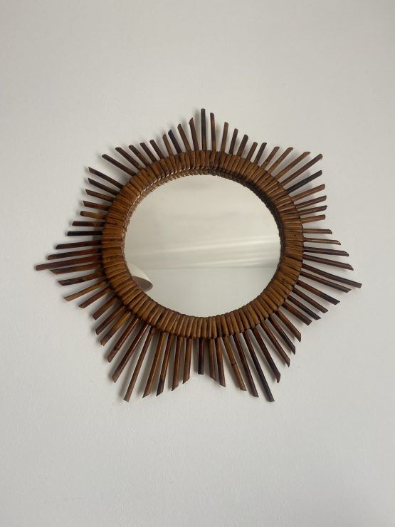 Vintage rattan sun mirror