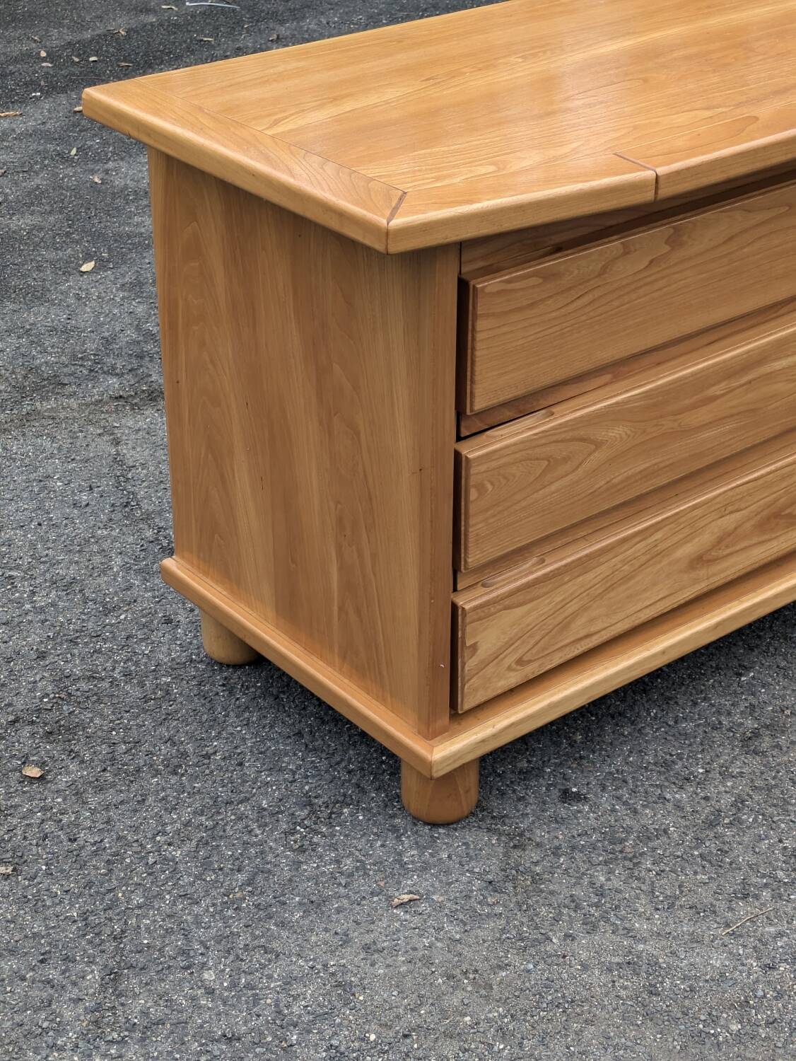 Brutalist chest of drawers in vintage elm 1980