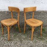 Pair of vintage bentwood curved wooden bistro chairs