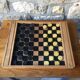 Ancien jeu de dames et jeu d'echec en bois