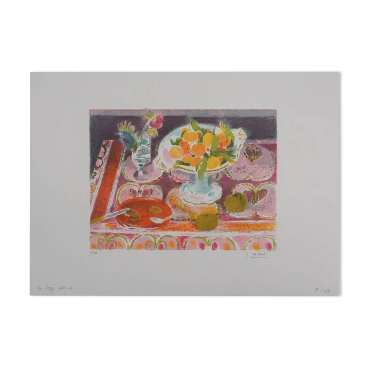 Paul Collomb: The Indian sheet, original signed lithograph.