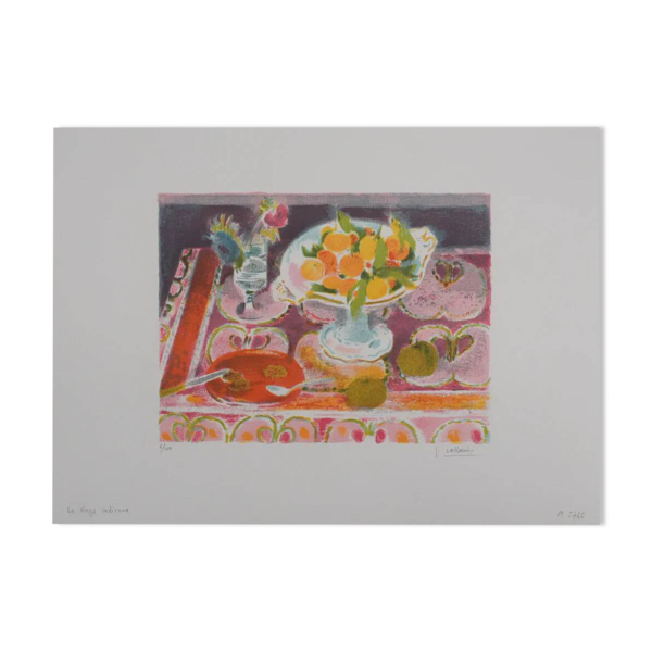 Paul Collomb : La nappe indienne, lithographie originale signée