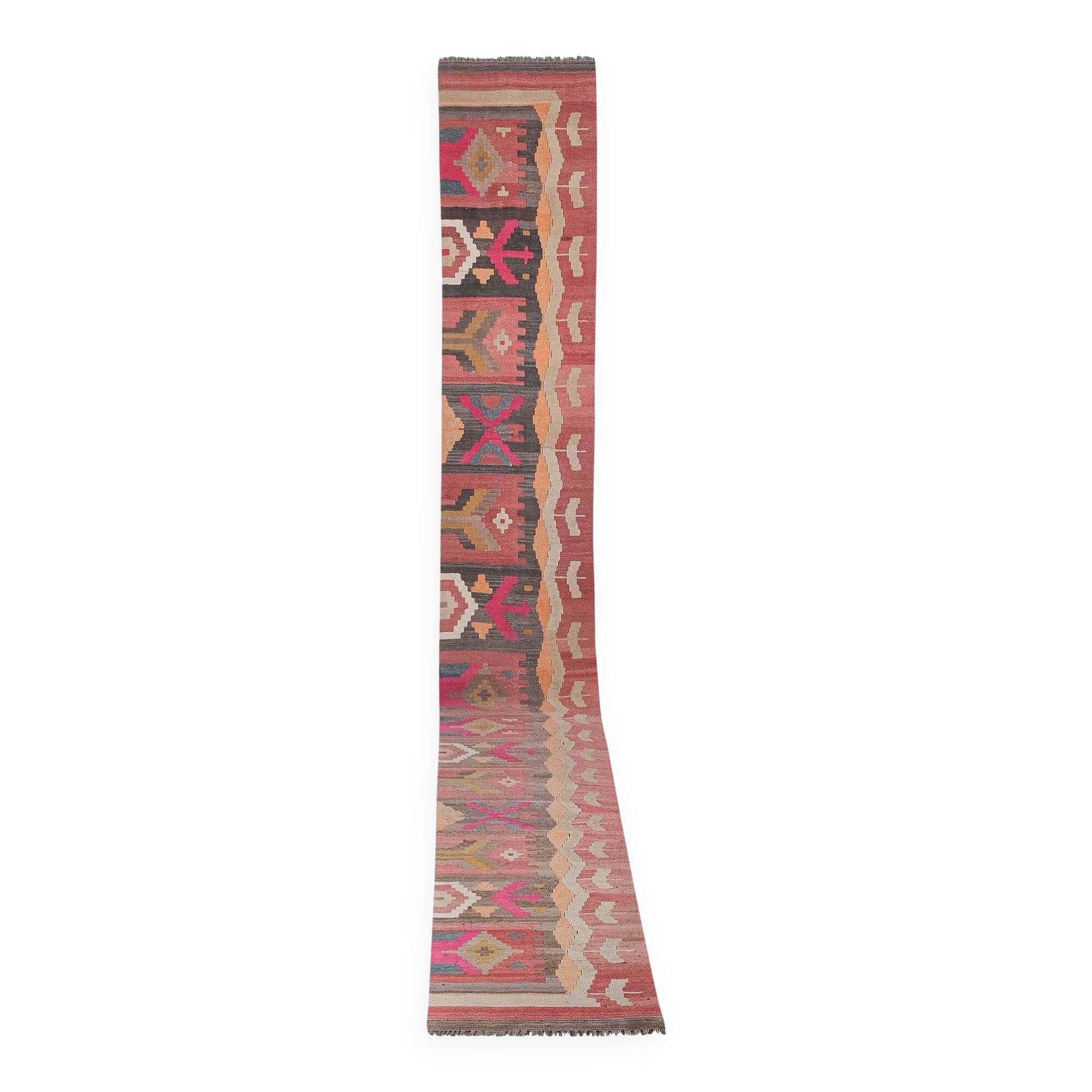 Vintage Turkish hallway rug 77x642 cm