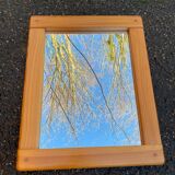 Scandinavian rectangular rounded mirror in pine 40x50cm