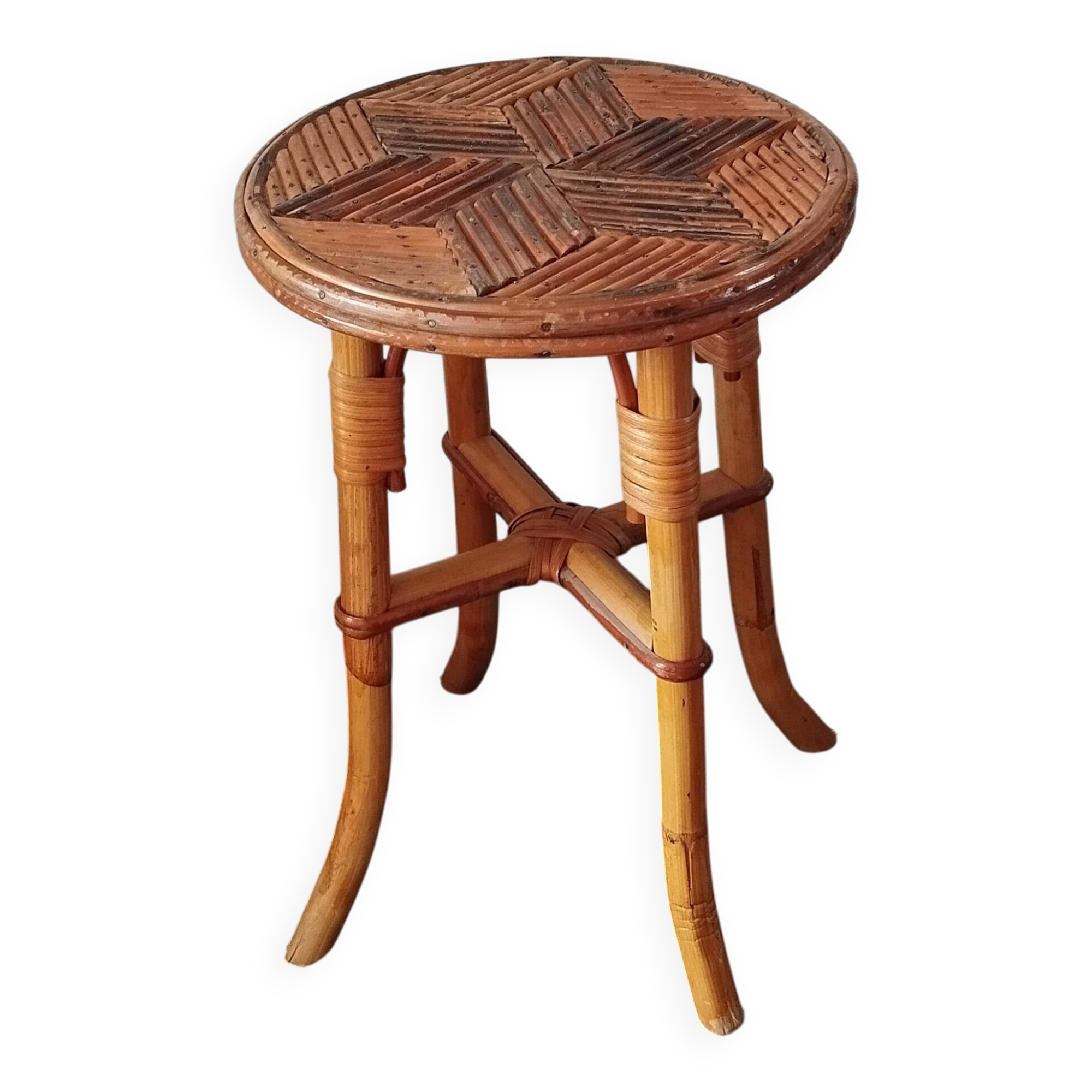 Tabouret vintage en rotin