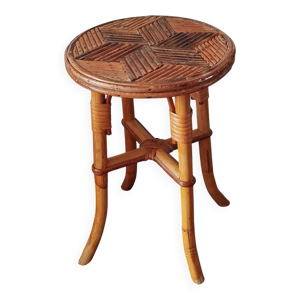tabouret vintage en rotin