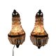 2 wall lamps - gold plated - crystal - 60's