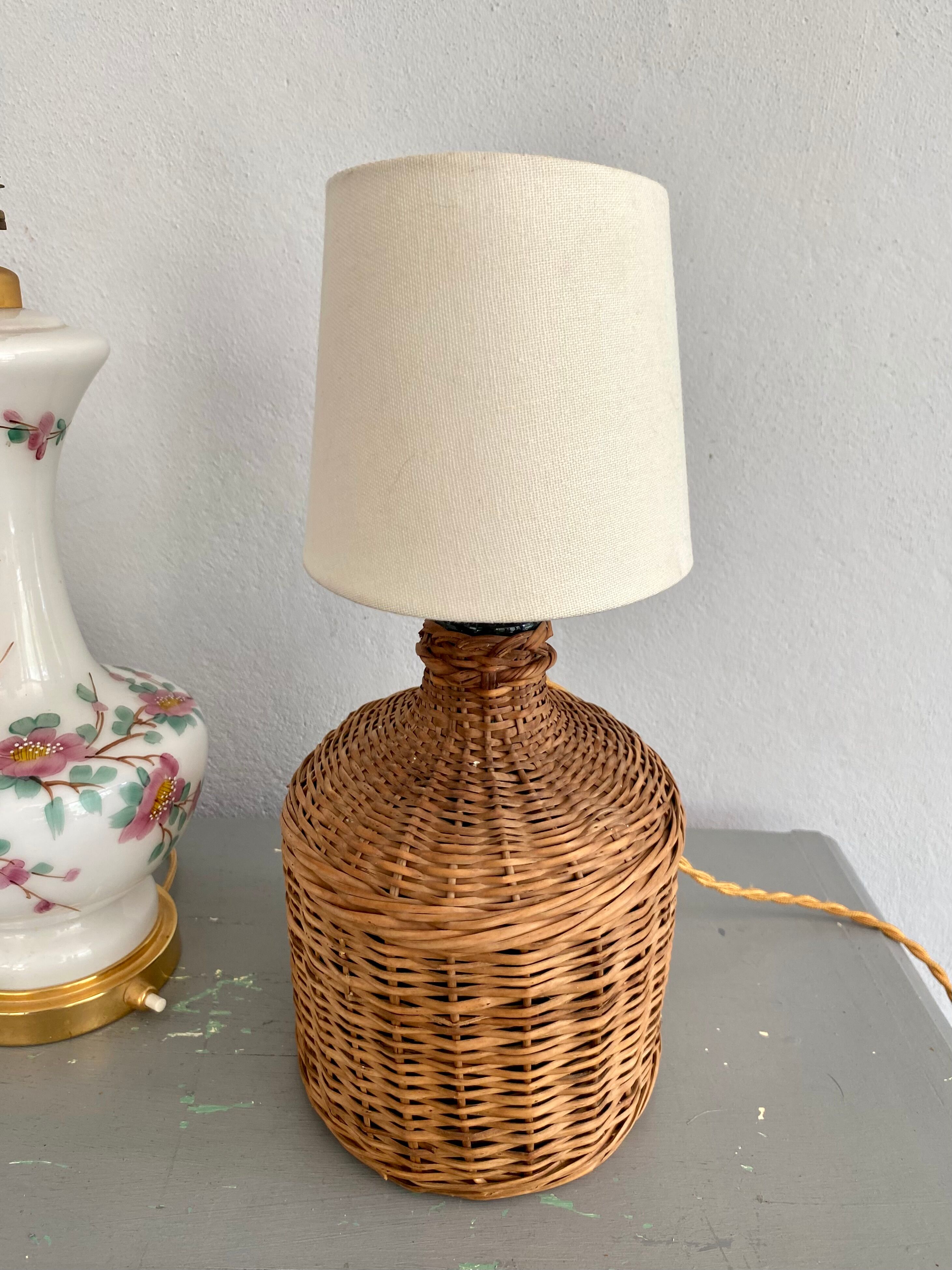 Wicker lamp, lampshade, cable 2 m fabric