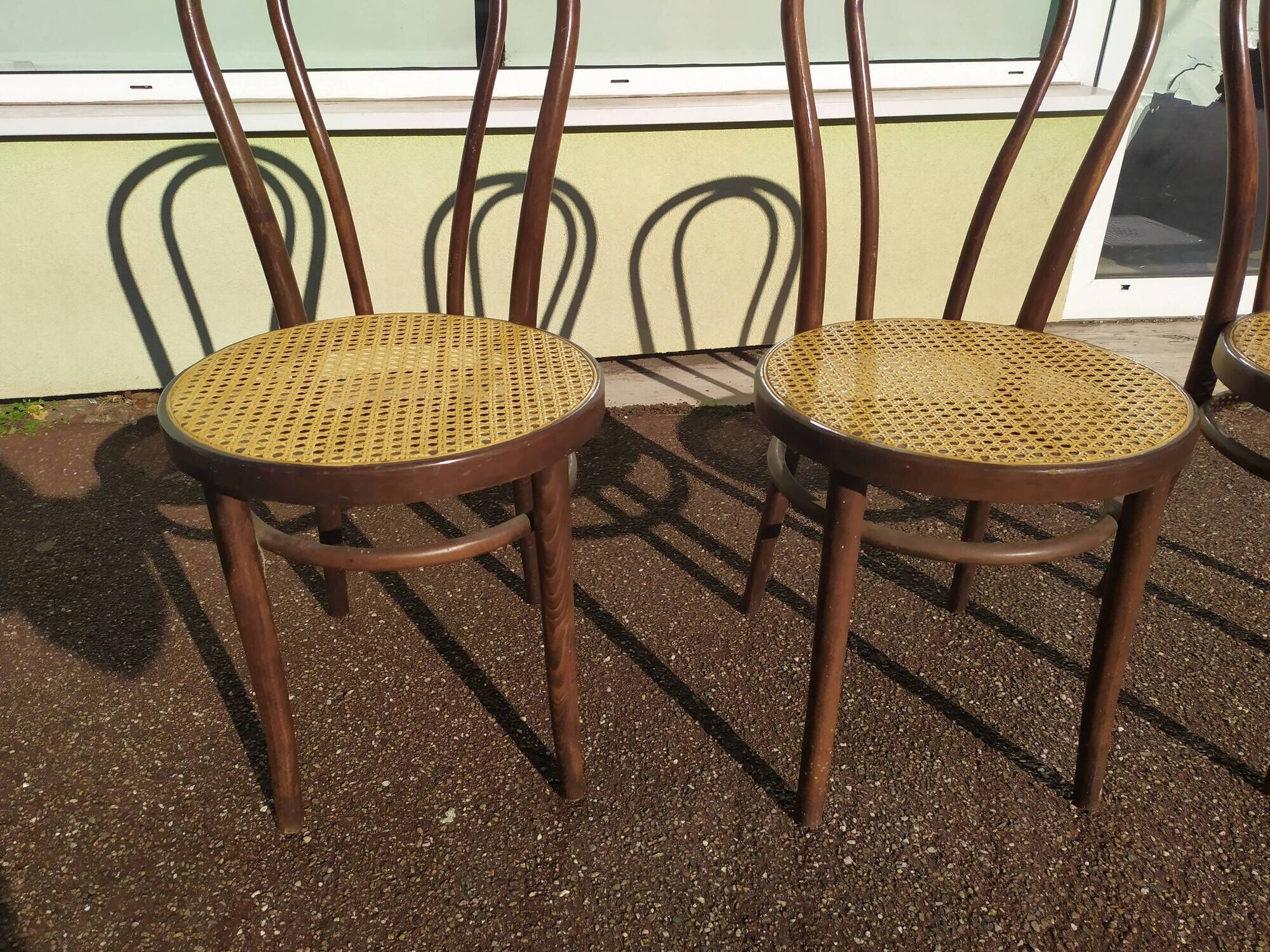 set of 3 wooden canned bistro chair - ZPM RADOMSKO for Thonet