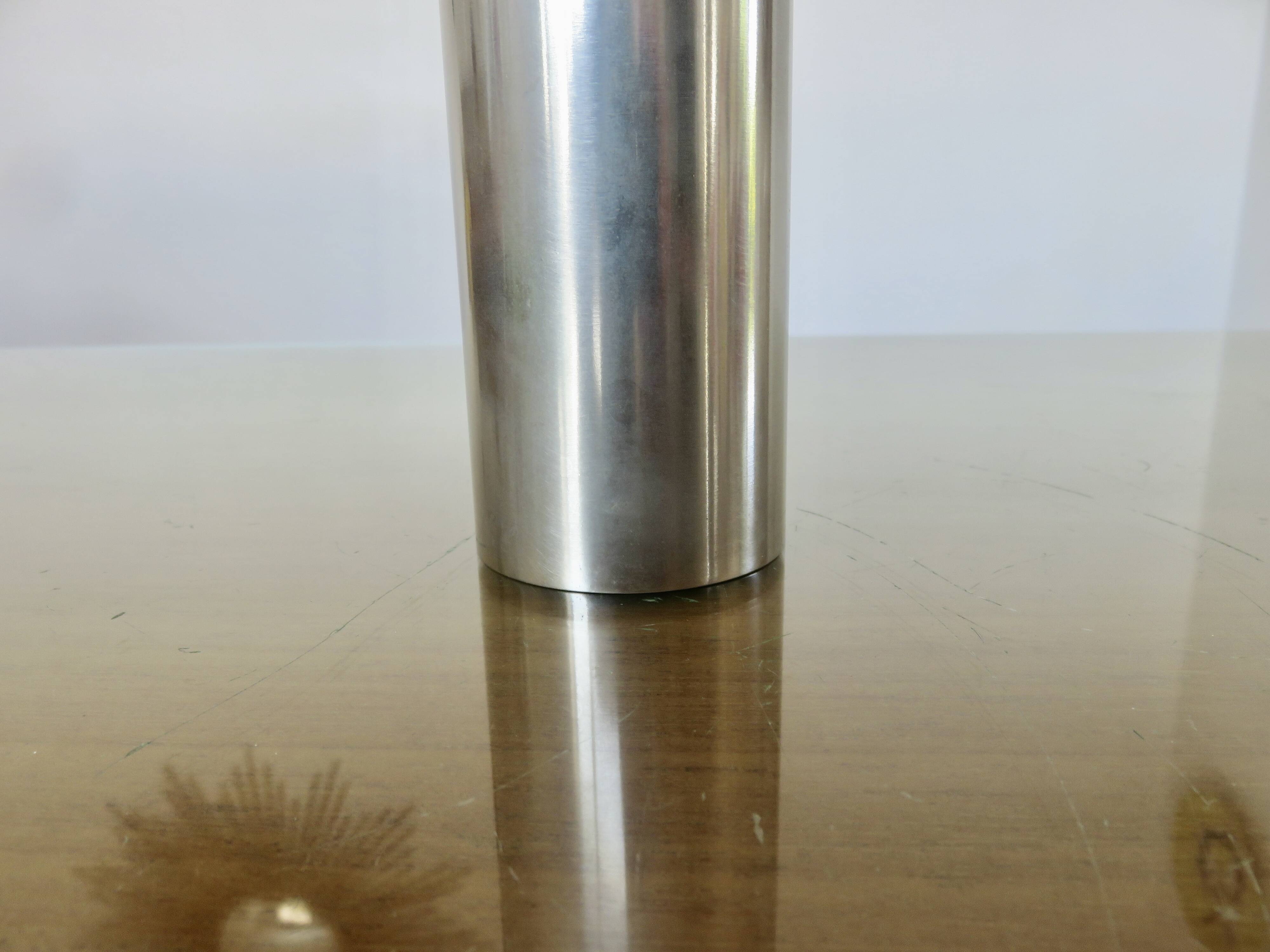 Minimalist "roll" soliflore vase in nickel-plated brass, 1970