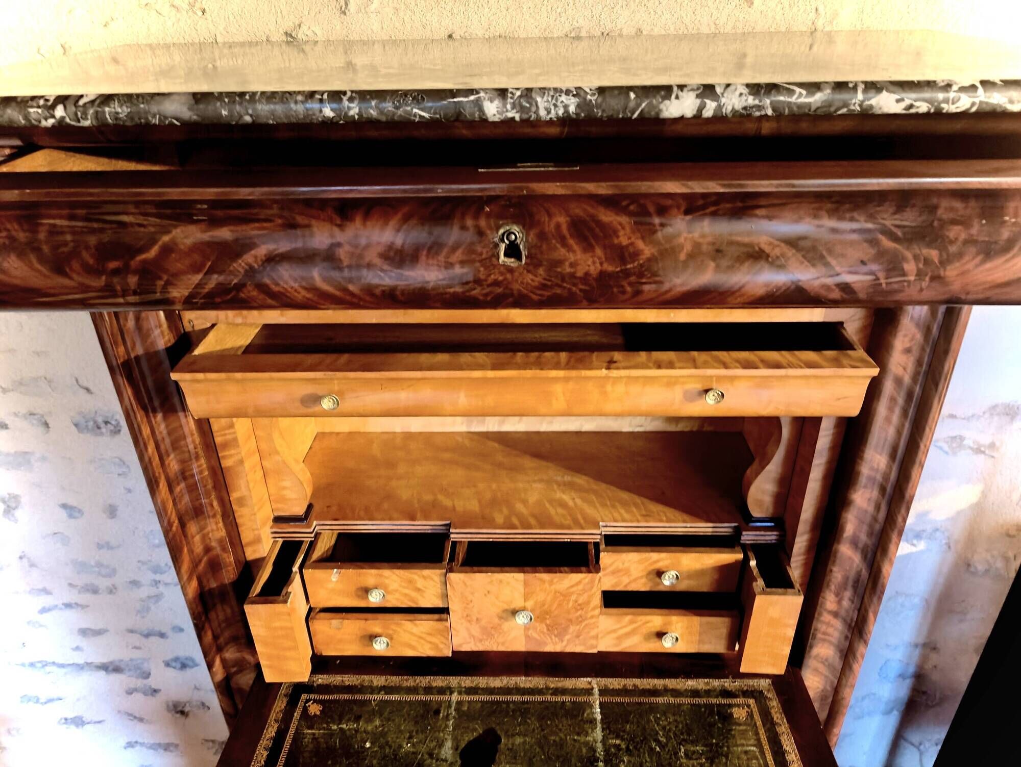 Folding secretary louis-philippe in mahogany