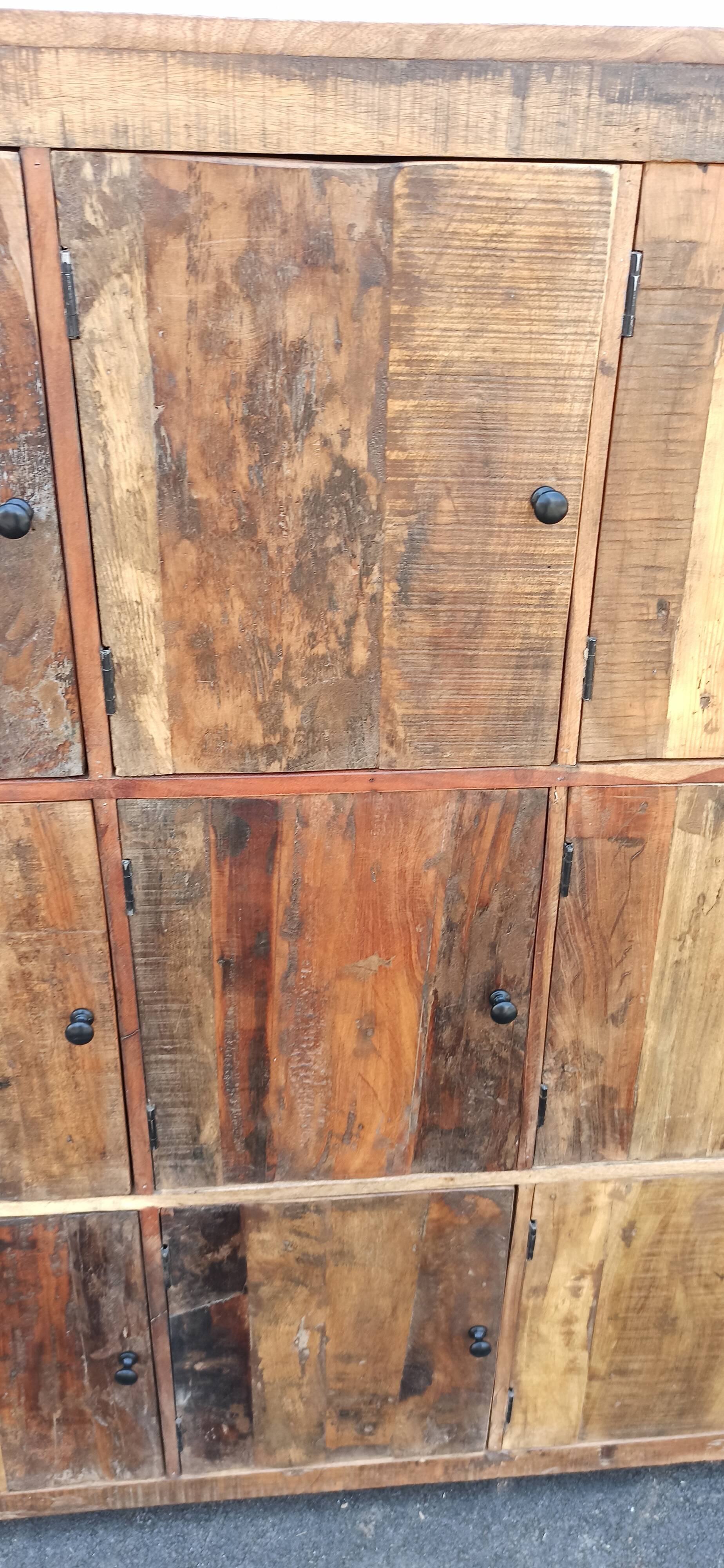Nine-door wardrobe in old wood