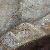 Huile sur toile, portrait de femme Empire, début XIXe, cadre à palmettes