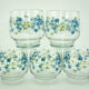 5 water glasses - decoration small blue flowers - Veronica Luminarc Arcoroc - vintage 80s