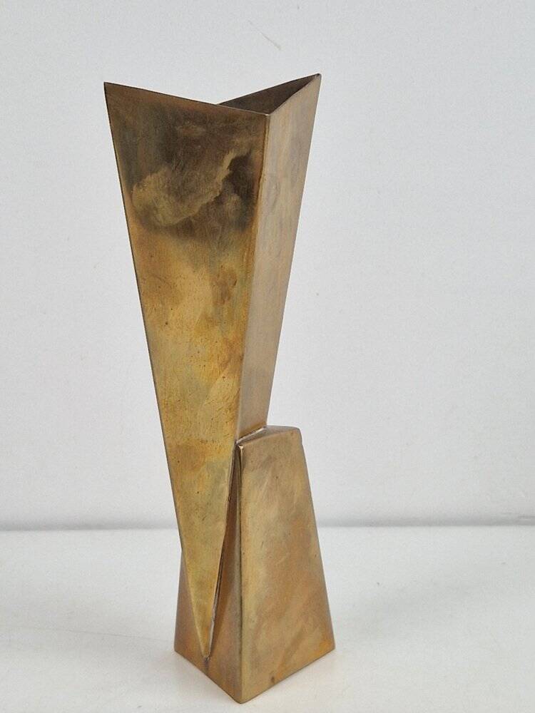 Art Deco Cubist Brass Vase from WMF, 1930s