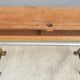 Console desk wood metal vintage curved metal base