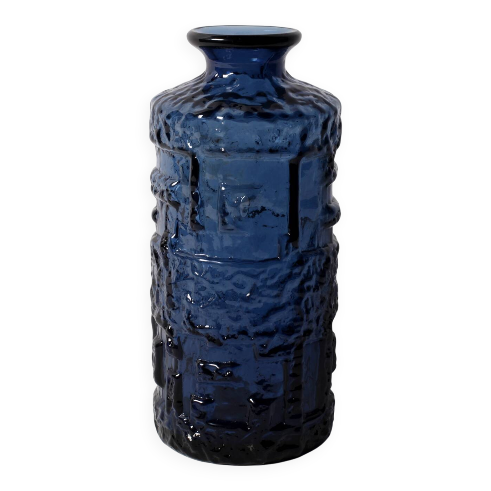 Cobalt Blue Glass Vase: Mid-Century Modern Swedish Design / 1970s