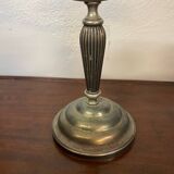 Paire de bougeoirs style art deco en metal argente