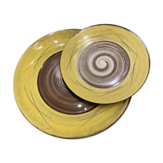 Duo of dishes in spiral ceramic