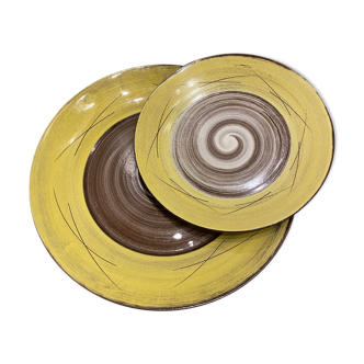 Duo de plats en ceramique spirales