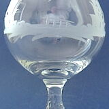 Suite of six tasting glasses of engraved crystal cognac