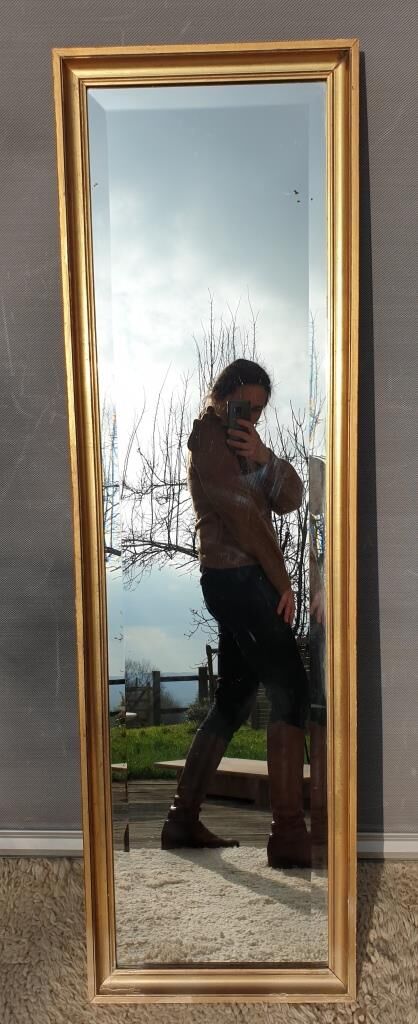 Beveled mirror gilded frame 140x42