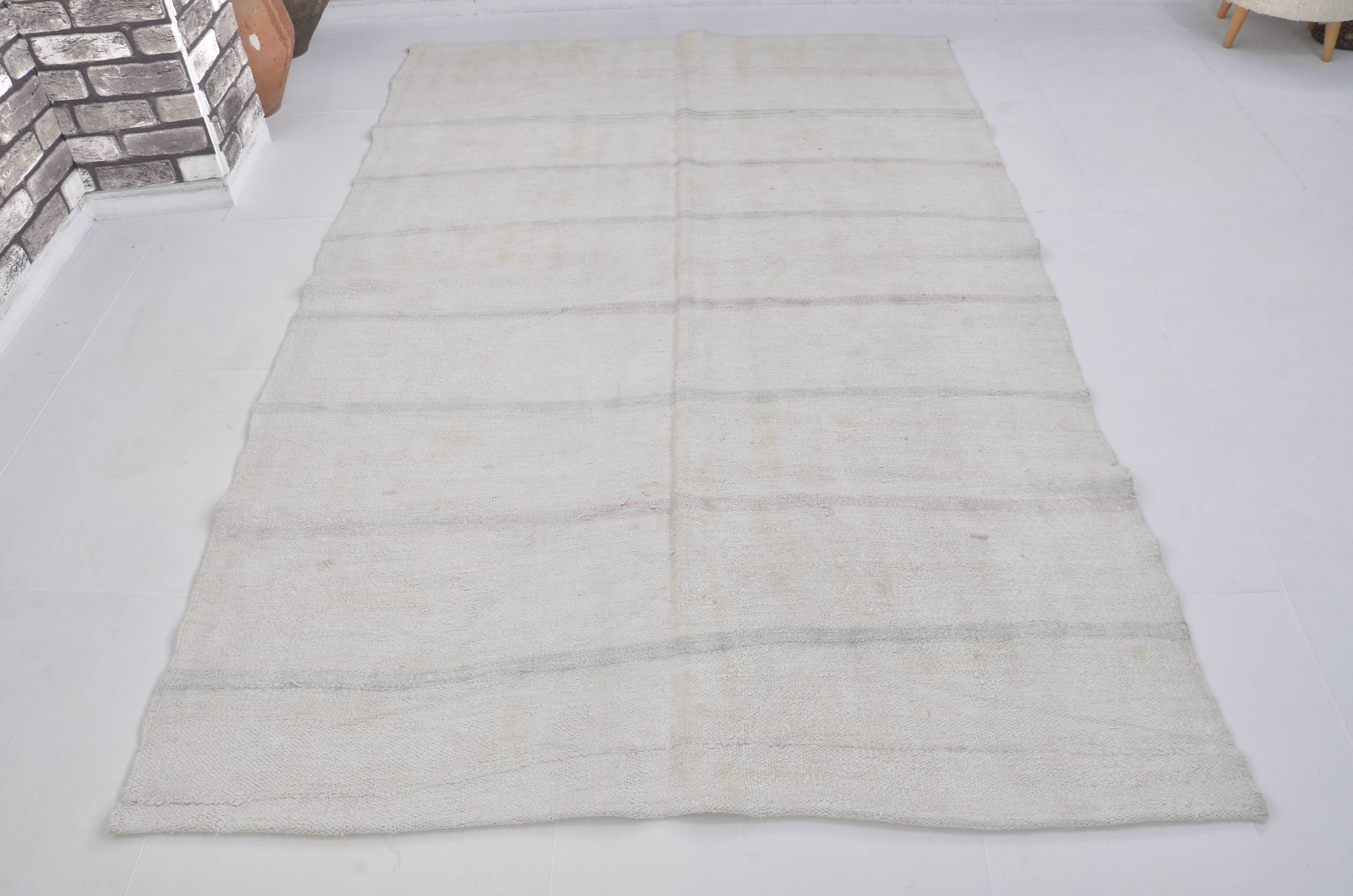 Stripe Neutral Vintage Hmep Kilim Rug sku 3678