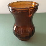 Amber glass tulip for suspension or kerosene lamp. Hemmed edge
