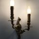Old pair of wall sconces with double fires in bronze, 50s
