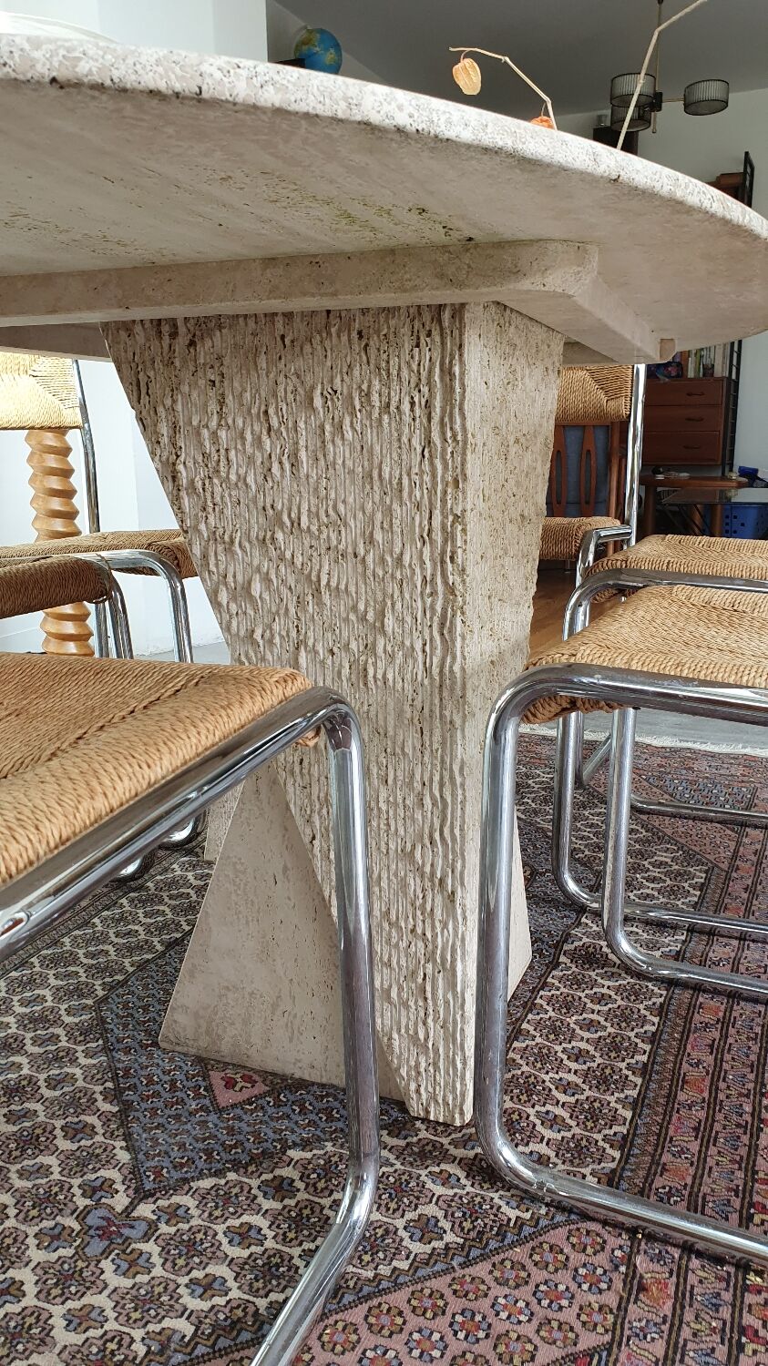 Travertine dining table