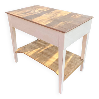Restored wood & white dressing table