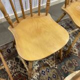 Set of 4 English chairs and 2 armchairs in beech