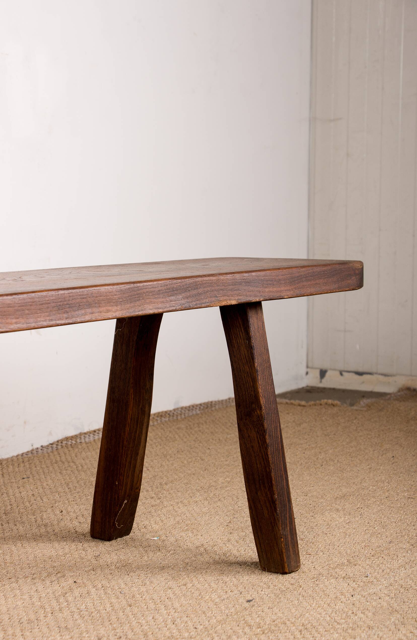 Pair of Scandinavian benches in Solid Elm by Olavi Hanninen 1960.