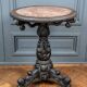 Indochina ironwood pedestal table decor winged character marble top 19th century