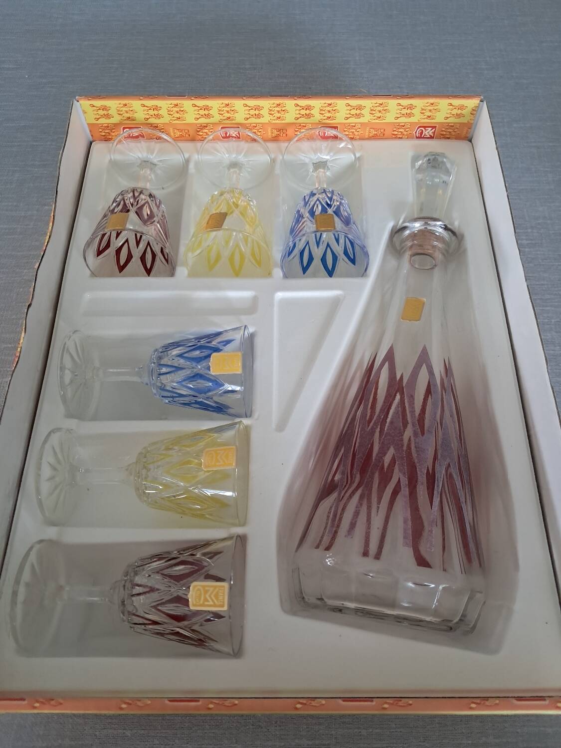 New carafe and glasses set, Champagne glassware from Reims, 1950s