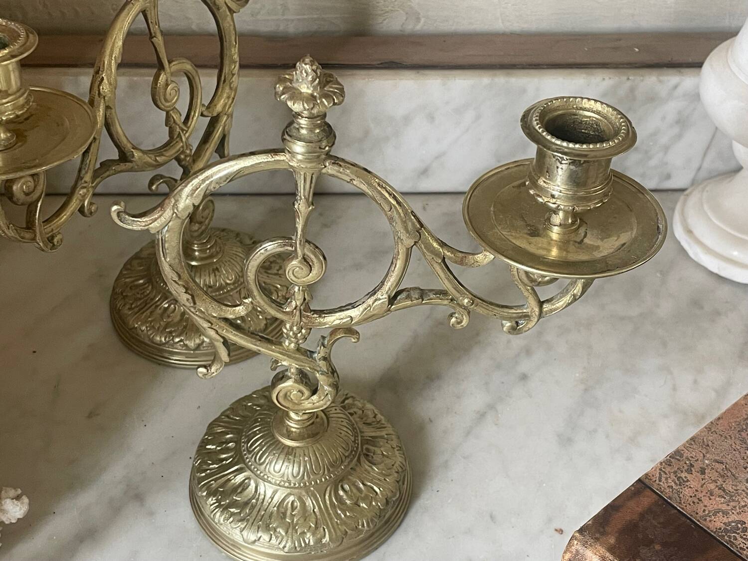Pair of 19th century bronze candlesticks