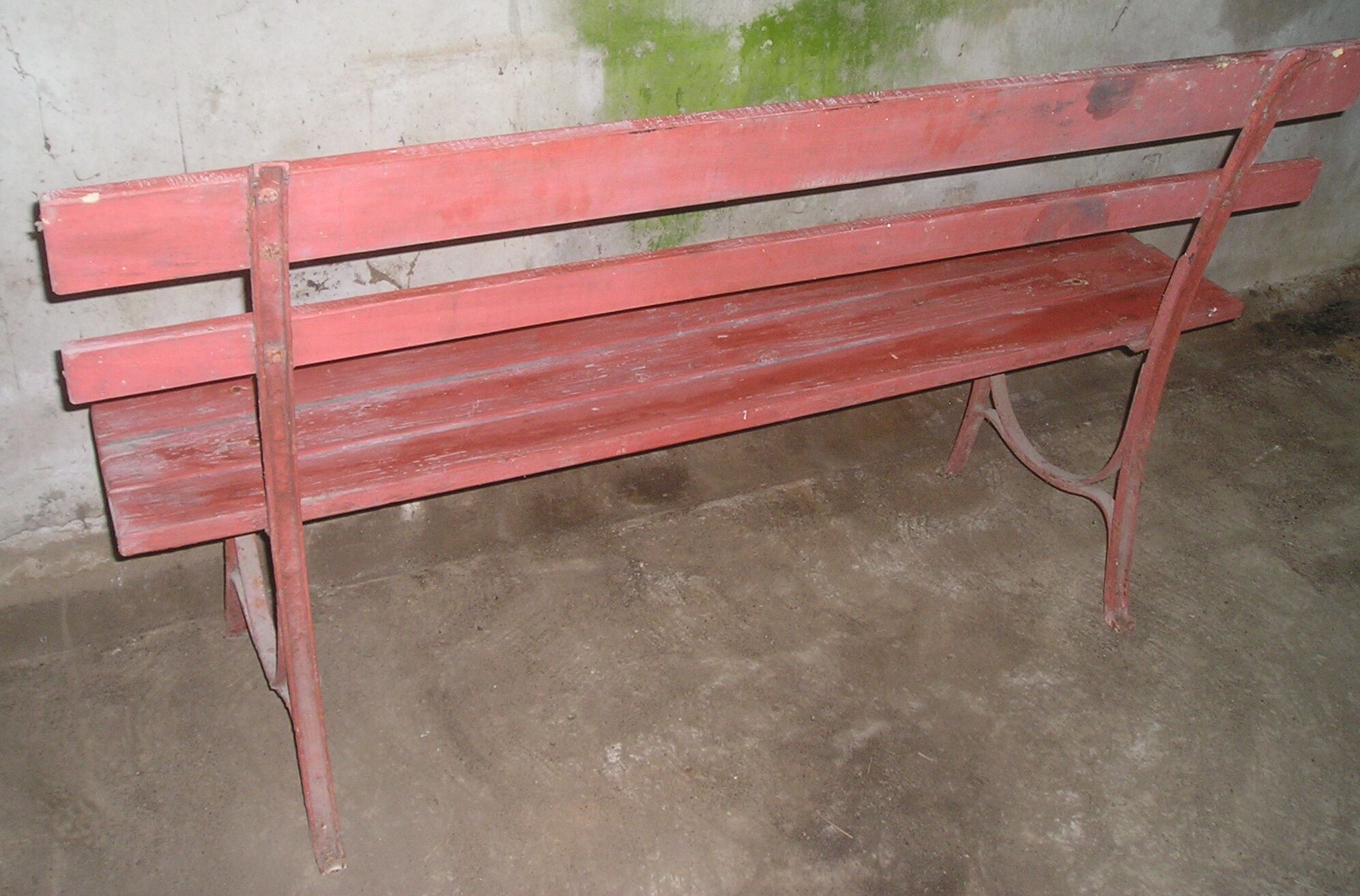 Garden bench wood metal early XXth "ox blood"