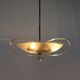Brass and Curved Glass Ceiling Light from ESC Zukov, 1940s