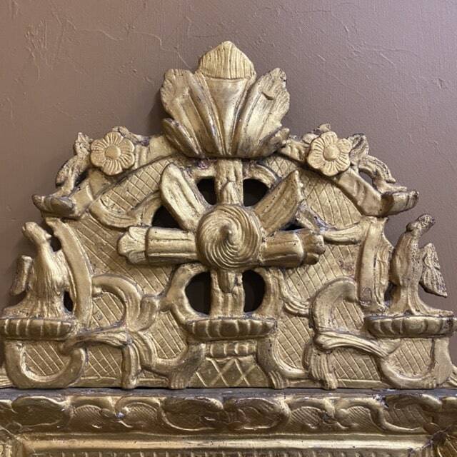 Small antique mirror in gilded wood, regency style