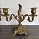 Paire de grands bougeoirs vintage en bronze doré signés Charles Boulanger