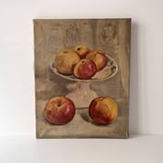 Nature morte aux pommes circa 1930, tableau à l'huile sur toile